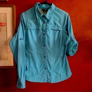 Outdoor Research blue long sleeve button down top